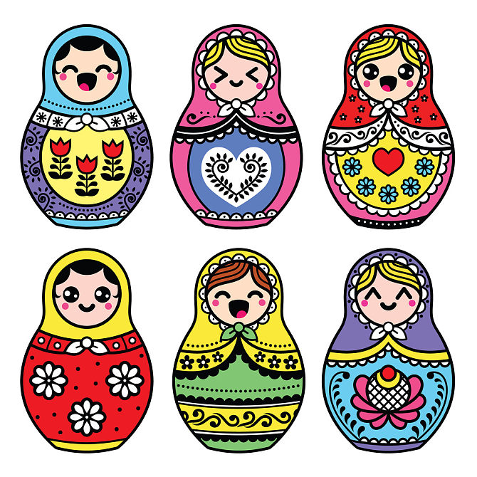 可爱_俄罗斯人_套娃_俄罗斯套娃_民间艺术_木质_娃娃_设计_隔绝_白色