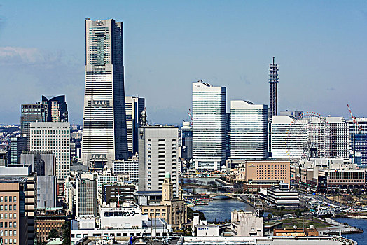 风景,塔,城市,横滨,日本