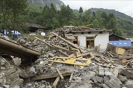 毁坏,建筑,五月,2008年,地震,卧龙