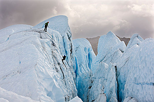 攀登,登山绳降,攀冰,马塔努损卡冰川,阿拉斯加,美国
