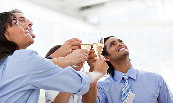 愉悦,多种族,企业团队,祝酒,香槟