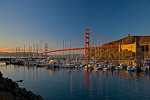 金门大桥,旧金山,加利福尼亚,马掌,小湾,普雷斯蒂欧,游艇俱乐部