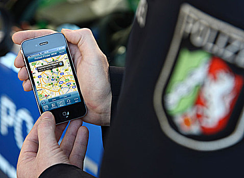 警察,北莱茵-威斯特伐利亚,权威,使用,应用,苹果手机,德国,欧洲