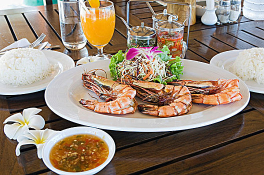 烧烤,老虎虾,烤制食品,对虾,泰国食品,泰国,亚洲