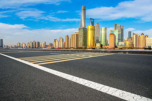上海陆家嘴建筑景观和城市道路交通