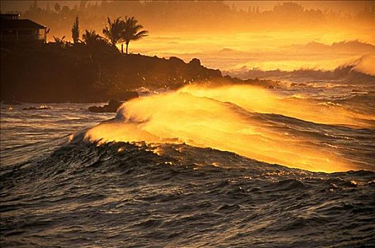 夏威夷,瓦胡岛,北岸,日落