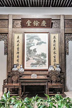古代厅堂,中国安徽名人馆中式建筑内景