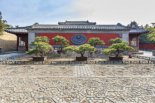 中国山东省泰安市岱庙东御座内的雕龙影壁
