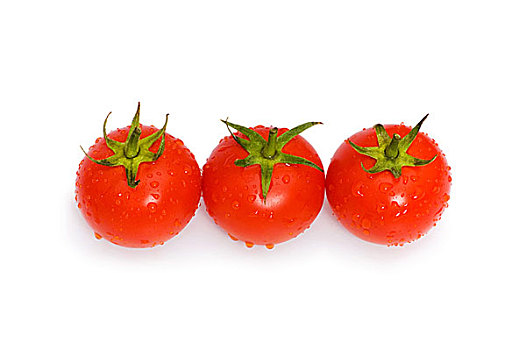 三个,西红柿,隔绝,白色背景