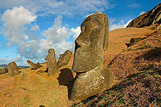 拉诺拉拉库采石场,复活节岛石像,雕塑,采石场,复活节岛,智利