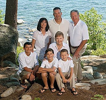 家庭,五个,祖父母,太浩湖,加利福尼亚,美国