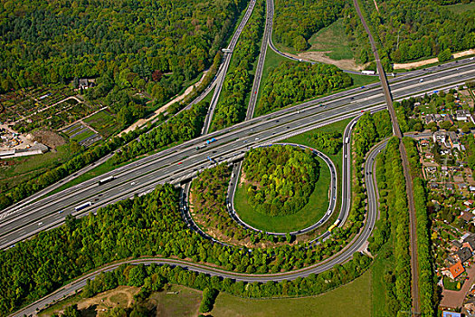 航拍,高速公路,连通,博特罗普,区域,北莱茵威斯特伐利亚,德国,欧洲