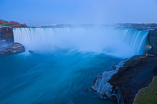 马蹄铁瀑布,尼亚加拉河,黄昏,尼亚加拉瀑布,安大略省,加拿大