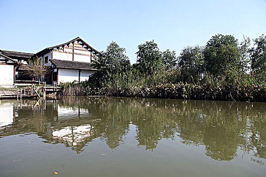 西溪,湿地,民居,建筑,杭州