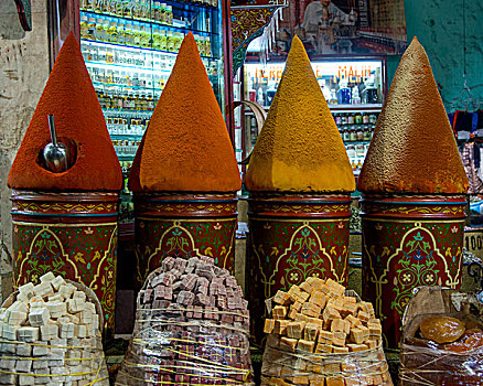 调味品,市场,麦地那,马拉喀什,摩洛哥