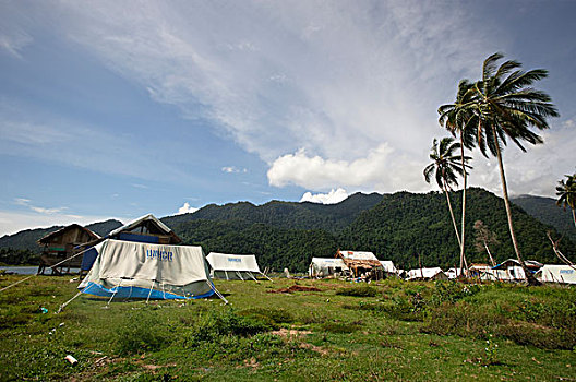帐篷,暂时,蔽护,人,无家可归,印度洋,地震,海啸,靠近,省,印度尼西亚