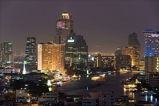 曼谷,城市,黄昏