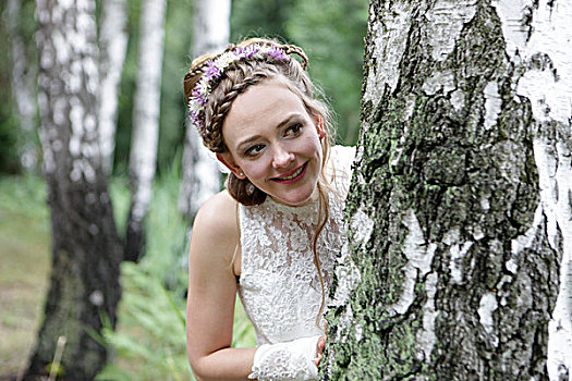 新娘,隐藏,树林