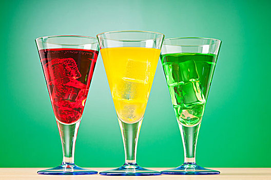 彩色,鸡尾酒,玻璃杯