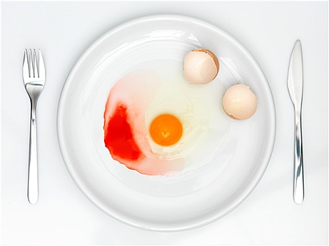 生食,蛋,盘子,微笑