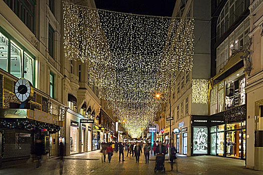 圣诞灯光,街道,城市,地区,维也纳,奥地利,欧洲