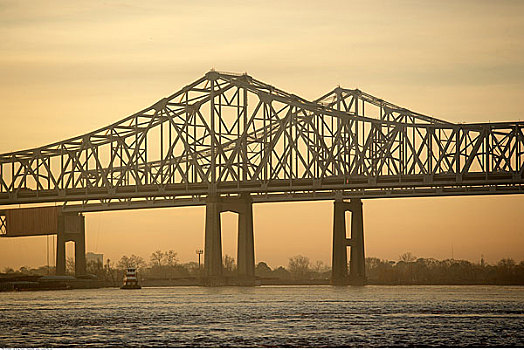新奥尔良大桥,上方,密西西比河,新奥尔良,路易斯安那,美国