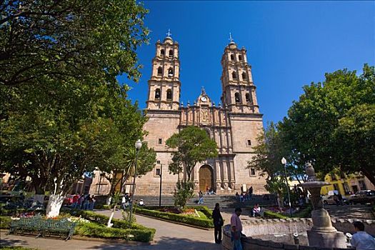 人群,正面,教堂,圣荷塞,莫雷利亚,米若冈州,墨西哥
