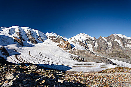 冰河,正面,山,顶峰,右边,瑞士,欧洲