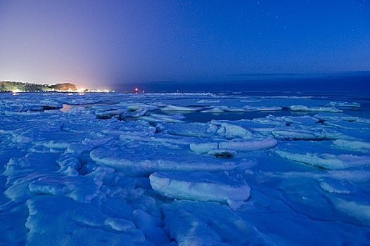 浮冰,海洋,夜晚