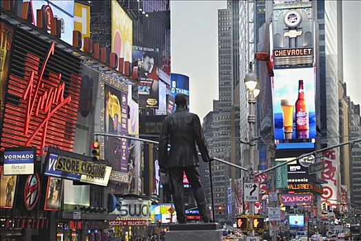 霓虹,广告标识,准时,纽约,美国