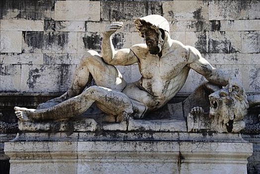 雕塑,喷泉,正面,国家地标,广场,罗马,意大利,欧洲