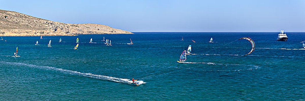 帆板,海滩,冲浪,罗得斯,多德卡尼斯群岛,爱琴海,希腊,欧洲