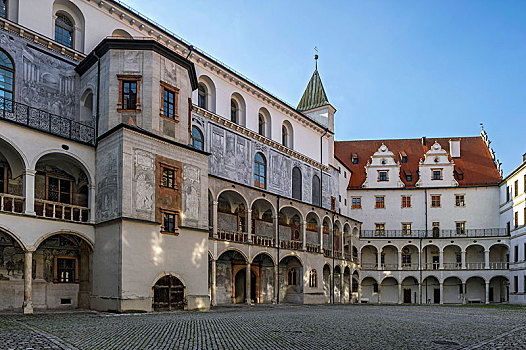 院落,文艺复兴,城堡,上巴伐利亚,巴伐利亚,德国,欧洲