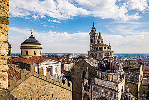 俯拍,大教堂,圣玛丽亚教堂,贝加莫,伦巴第,意大利