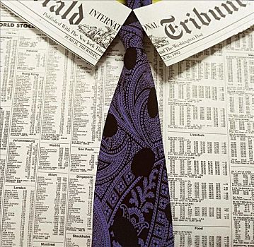 领带,上方,报纸,衬衫,股票市场,报告,商业