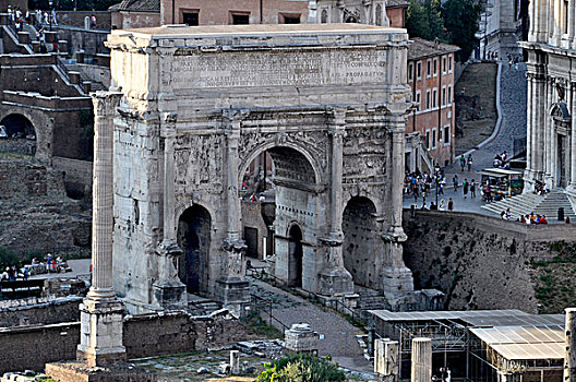 柱子,拱形,古罗马广场,罗马,拉齐奥,意大利,欧洲