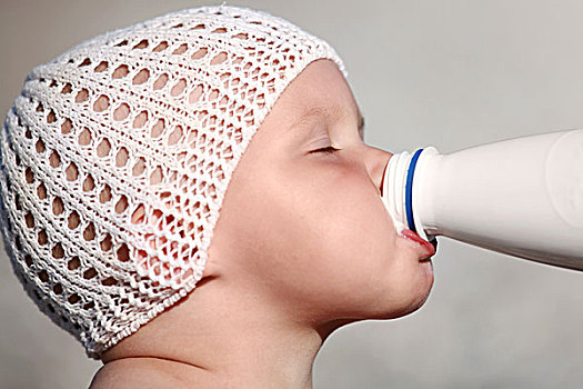 小,白人婴儿,喝牛奶,白人,瓶子