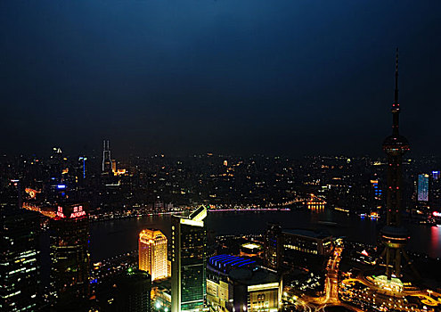 城市,夜晚,上海,中国