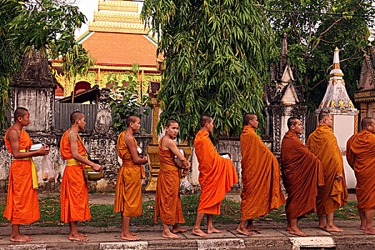 亚洲,东南亚,老挝,湄公河,庙宇,僧侣