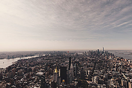 曼哈顿,天空,日落,纽约,美国