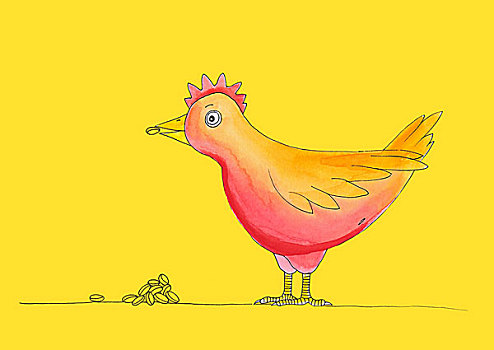 鸡肉,食物,绘画,水彩画,纸