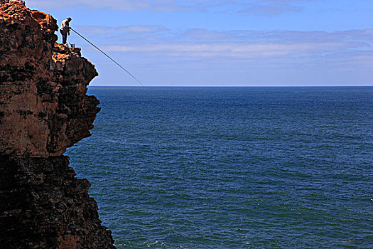 葡萄牙,阿尔加维,渔民,顶端,悬崖