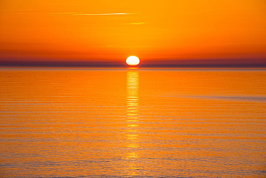 日落,上方,波罗的海,岛屿,梅克伦堡前波莫瑞州,德国,欧洲