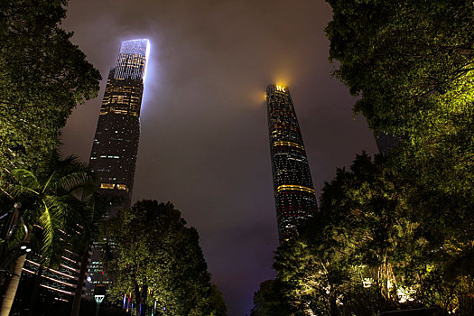 广州,夜景,摩天大楼,灯光,照明,霓虹灯,小蛮腰,电视台,珠江,都市,居民区,花草,美化,园林