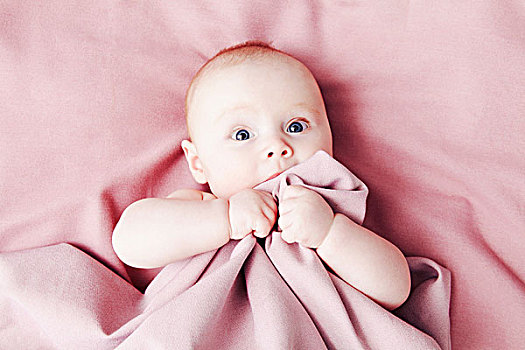 女婴,粉色,毯子