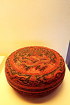 红雕漆龙纹圆盒