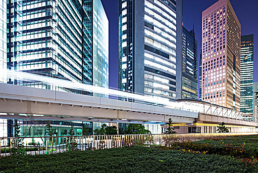现代办公室,建筑,靠近,桥,市区,东京,黎明