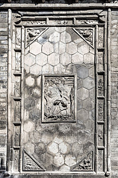 古建宅院影壁砖雕,中国山西省晋城市皇城相府