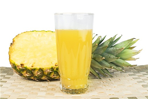 菠萝,玻璃杯,果汁