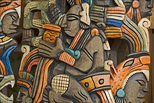 雕刻,艺术,面具,尤卡坦半岛,墨西哥